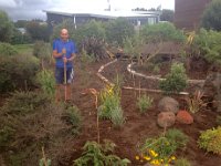 Jorge planting up Bindi's shrubbery
